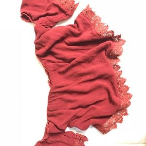 Off the Shoulder Cropped Burgundy Top